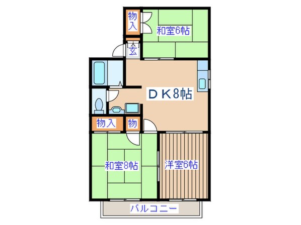 ﾄｩｲﾝｸﾙｺ-ﾄ若林１番館の物件間取画像